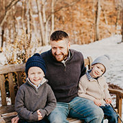 Canton Ohio’s Best Home Inspector Arthur Duhaime on a bench with his 2 sons